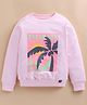 giniekids Cotton Blend Knit Full Sleeves Palm Tree & Dream Now Text Printed Light Winter Sweatshirt - Pink
