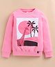 giniekids Cotton Blend Knit Full Sleeves Giraffe & Trees Printed Light Winter Sweatshirt - Candy Pink
