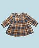 My Milestones 100% Cotton Woven Full Peasant Sleeves Frill Detailed Plaid Checked Dress - Multi Colour