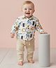 My Milestones 100% Muslin Woven Full Sleeves Jungle Theme Printed Shirt & Pant Set - Multi Colour