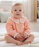 My Milestones Cotton Woven Full Peasant Sleeves Lace Frill Detailed Onesie - Peach