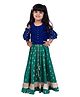 Twisha Woven Cold Shoulder Sleeves Clover & Whale Printed Choli & Lehenga - Blue & Green