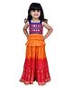 Twisha Woven Sleeveless Mirror Work Embellished & Abstract Printed Lehenga Choli - Orange & Red