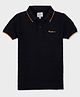 Pepe Jeans 100% Cotton Knit Half Sleeves Polo T-Shirt With Brand Logo Text Embroidery- Black