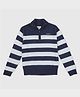 Pepe Jeans Cotton Knit Full Sleeves Striped Sweatshirt - Navy Blue