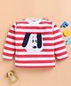 Wonderchild Full Sleeves Striped & Dog Patch Detailed Light Winter Sweatshirt - White