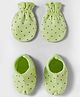 Babyhug 100% Cotton Interlock Knit Mittens & Booties Set With Polka Dot Print - Lime Green