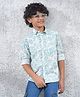CRIMSOUNE CLUB Cotton Woven Full Sleeves Leaves Printed Short Kurta - Blue