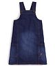 Knit N Knot Denim Solid Mild Washed Pinafore Dress - Blue
