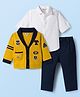 ToffyHouse Cotton Woven Full Sleeves Party Shirt & Jeans Set With Jacket - Golden