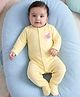 Kookie Kids Interlock Knit Full Sleeves Footed Sleepsuit With Butterfly Print - Light Yellow