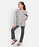 Nino Togs Cotton Jersey Knit Full Sleeves Abstract Printed Top & Lounge Pants - Grey & Charcoal