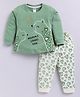 Nottie Planet Cotton Knit Full Sleeves Leopard Printed Top & Pant Set - Green
