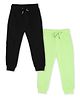 The Mom Store Cotton Knit Pack Of 2 Winter Solid Sweatpants - Black & Neon Green