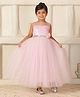 Toy Balloon Kids Net Woven Sleeveless Sequins Embellished Floral Applique Detailed Gown - Pink