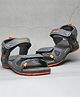 asian Solid With Double Velcro Closure Sandals - Dark Grey & Orange