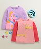 BUMZEE Cotton Knit Pack Of 2 Full Sleeves Dog Printed Tee - Pink & Lavender