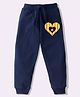 KAVEE Pure Cotton Knit Heart  Printed Biowashed Lounge Pants - Navy Blue