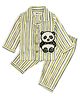 TIPPY TOP Pure Cotton Woven Full Sleeves Striped & Baby Panda Patch Detailed Coordinating Night Suit Set - Green
