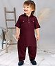 BAD BOYS Cotton Rayon Woven Full Sleeves Geometric Embroidered Pathani Kurta Pyjama Set - Maroon
