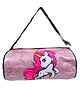 Li'LL Pumpkins  Round Glitter Unicorn Printed Swimming Gym Travel Duffle Bag with side zip Pocket for kids- Pink (1Bag)