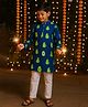 TOONYPORT Cotton Knit Full Sleeves Avocardo Printed Kurta With Pyjama Set - Navy Blue