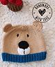 Woonie Knit Bear Designed  Handmade Cap - Beige - Circumference 27.5 Cm