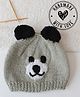 Woonie Hand Knit Bear Face Designed Ear Applique Detailed Cap - Grey - Circumference - 45 Cms