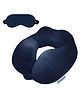 Billebon Premium Neck Pillow Navy Blue Fibre Filled Travel Pillow with Eye Mask