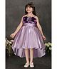 Lagorii Satin Woven Sleeveless Floral Applique Detailed High Low Dress - Lavender