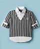 Dapper Dudes Full Sleeves Striped Tee With Attached Shirt - Grey