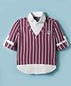 Dapper Dudes Full Sleeves Striped Tee With Attached Shirt - Pink