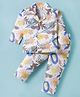 Rikidoos Full Sleeves Tropical Theme Printed Coordinating Night Suit Set - White & Brown