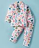 Rikidoos Full Sleeves Abstract Printed Coordinating Night Suit Set - White