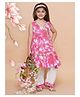 MODISH COUTURE Cotton Woven Sleeveless Tie Dye & Gota Lace Embellished Kurti Palazzo Set - Pink & White