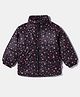 Nautinati Knit Full Sleeves Star Printed Puffer Jacket - Black