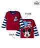 Babyhug Disney Single Jersey Knit Oversize Doctor Sleeves T-Shirt with Mickey Mouse Front and Back Graphic - Red Blue & White