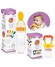 Toddley Silicone Food & Fruit Nibbler Pacifier 1 Pc with 1 Pc Spoon Feeder for Infant Baby (6+ Month Baby) (2 Piece Combo Set) (Yellow)
