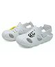 Elves the Shoemakers Perforated Panda Applique Detailed Velcro Closure Clogs - White
