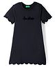 UCB Cotton Knit Half Sleeves Benton Plutch Dress Solid Colour - Black