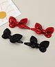 Babyhug Hair Clips with Bow Applique Pack of 4 - Red & Black