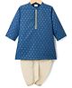 Babyhug Lurex Dobby Woven Full Sleeves Kurta Dhoti Set with Foil Print - Navy Blue