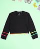Kiddopanti Cotton Knit Full Sleeves Lace Embellished Crop Tee - Black