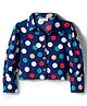 CrayonFlakes Rayon Woven Full Sleeves Polka Dots Printed Shirt Style Crop Top - Navy Blue
