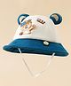 Babyhug Bucket Hat with Bear & Ear Applique Blue - Diameter 16 cm