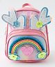 Babyhug Fashion Backpack with Hearts & Flower Applique - Pink