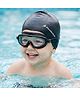 Pine Active Swimming Goggles and Cap Set with Adjustable Fit- Black