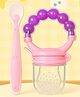 The Cheeky Kidzz Baby Ultra Soft Food-Grade Silicone Spoon With Fresh Fruit Vegetable Food Feeder Rattle Nibbler For Babies BPA Free (Pink)