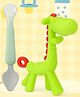 The Cheeky Kidzz Double Head Bendable Silicone & Stainless Steel Scraping Mud Spoon With Soft Silicone Giraffe Shape Molar Teething BPA Free (ASSORTED COLOURS)