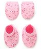 Doodle Poodle 100% Cotton Interlock Knit Mittens & Booties Set with Teddy Print - Pink